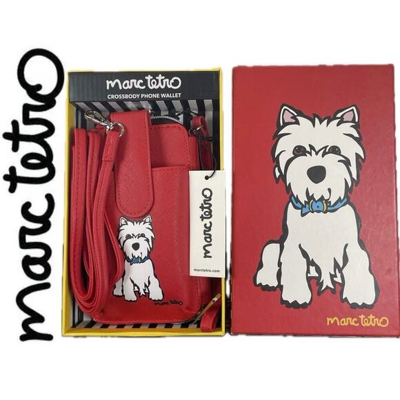 MARC TETRO PHONE CROSSBODY WRISTLET WESTIE RED WHITE TERRIER KAWAII COMES W BOX - Picture 1 of 16